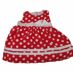 Baby Girls Size 90 Pokadot red Dress w/bow